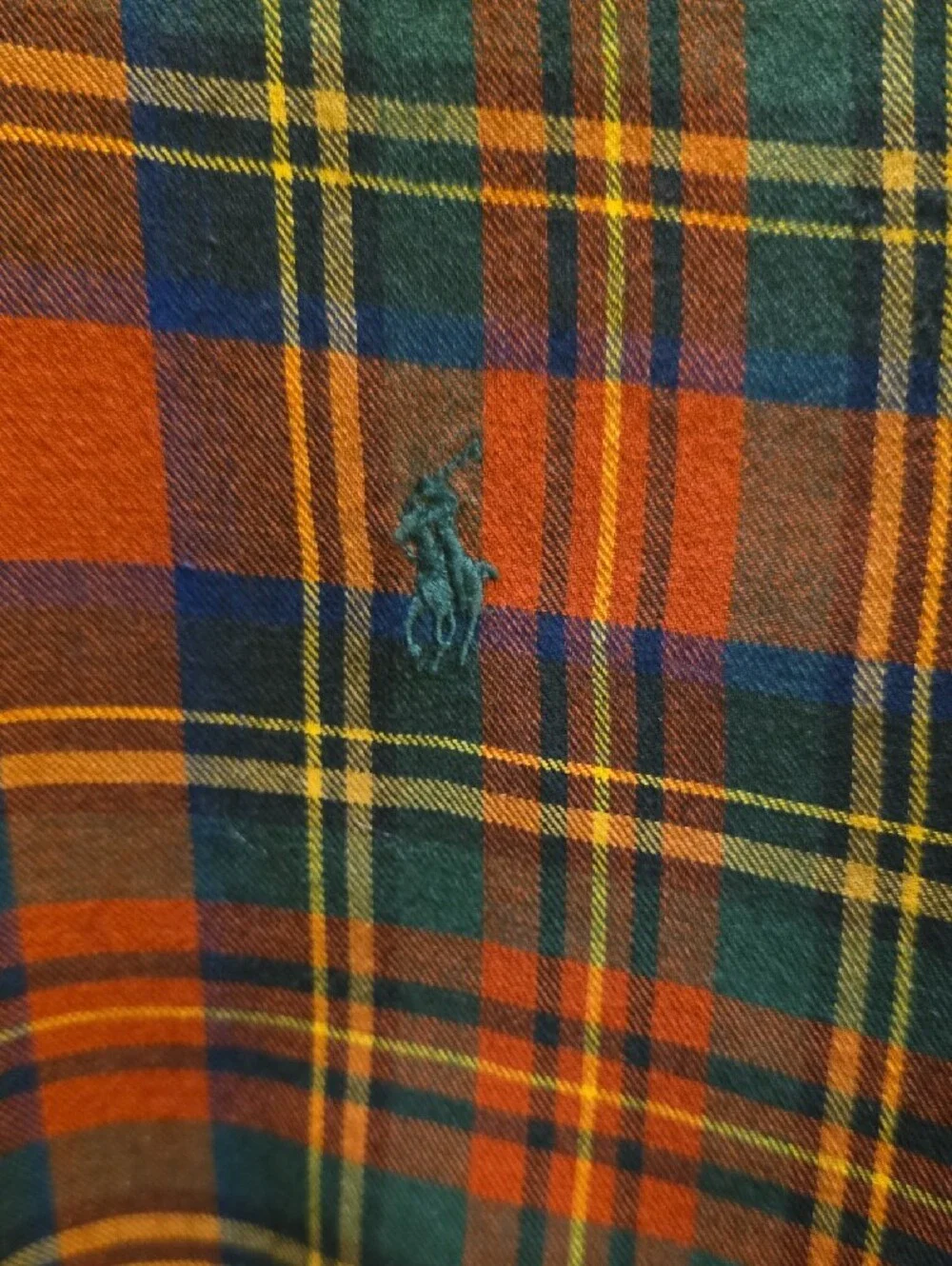 Polo by Ralph Lauren Orange and Navy Plaid Button-Down Shirt